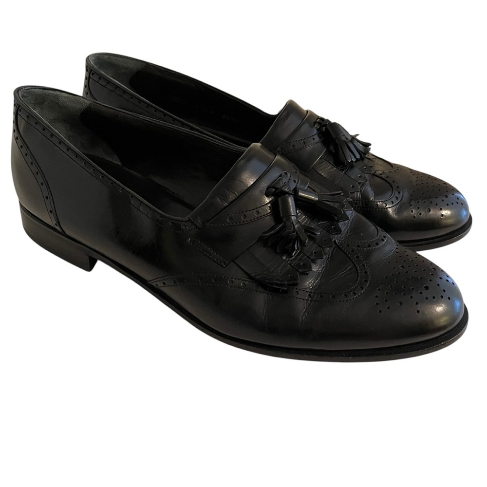 Bally Black Leather Klitie Loafer Wingtips with Tassels 10.5W LIKE NEW